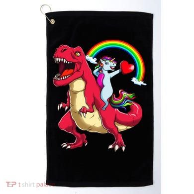 Dabbing Unicorn Riding Dinosaur Valentines Day Rainbow Space Gift Golf Towel