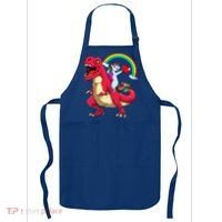 Dabbing Unicorn Riding Dinosaur Valentines Day Rainbow Space Gift Apron thumb 0