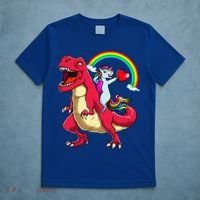 Dabbing Unicorn Riding Dinosaur Valentines Day Rainbow Space Gift T-Shirt thumb 5