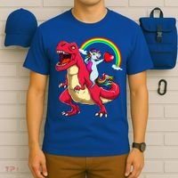 Dabbing Unicorn Riding Dinosaur Valentines Day Rainbow Space Gift T-Shirt thumb 6
