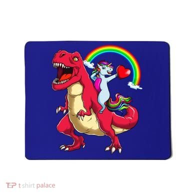 Dabbing Unicorn Riding Dinosaur Valentines Day Rainbow Space Gift Mousepad
