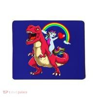 Dabbing Unicorn Riding Dinosaur Valentines Day Rainbow Space Gift Mousepad thumb 0