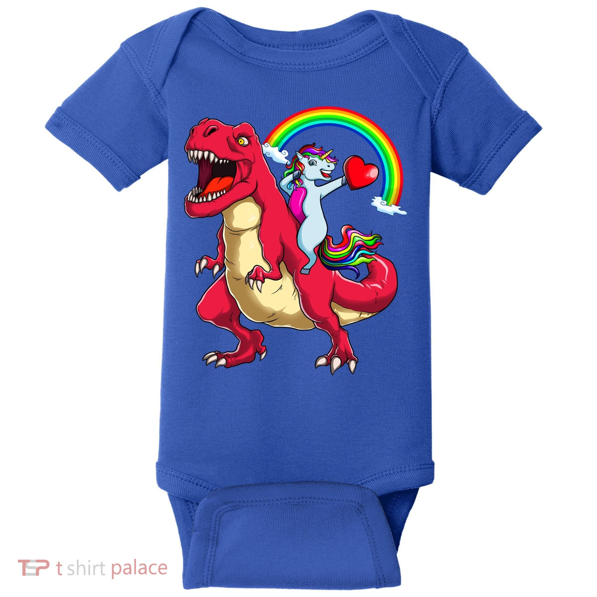 Dabbing Unicorn Riding Dinosaur Valentines Day Rainbow Space Gift Baby Bodysuit