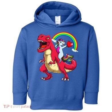 Dabbing Unicorn Riding Dinosaur Valentines Day Rainbow Space Gift Toddler Hoodie