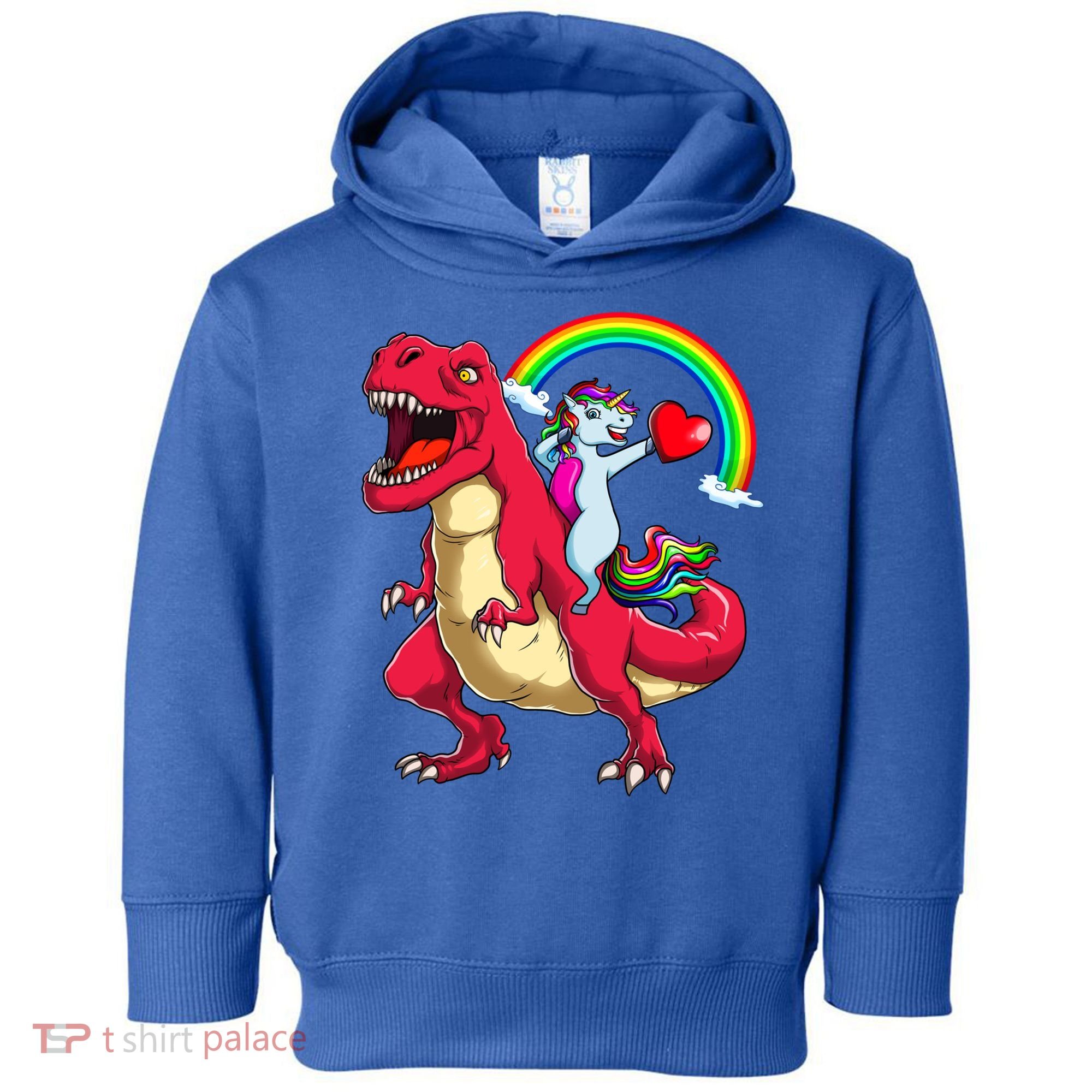 Dabbing Unicorn Riding Dinosaur Valentines Day Rainbow Space Gift Toddler Hoodie