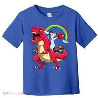 Dabbing Unicorn Riding Dinosaur Valentines Day Rainbow Space Gift Toddler T-Shirt thumb 0