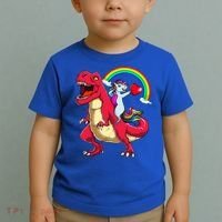 Dabbing Unicorn Riding Dinosaur Valentines Day Rainbow Space Gift Toddler T-Shirt thumb 2