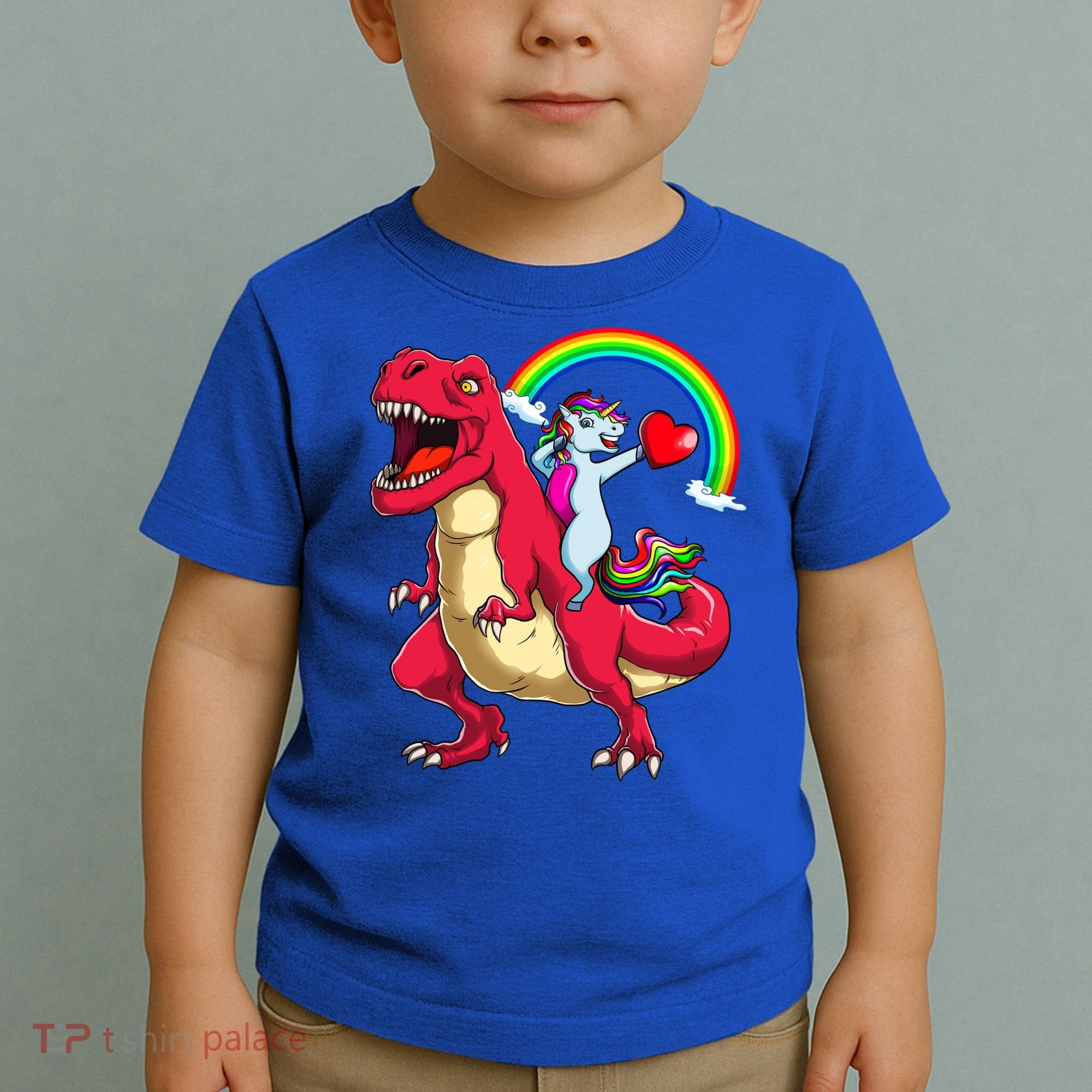 Dabbing Unicorn Riding Dinosaur Valentines Day Rainbow Space Gift Toddler T-Shirt
