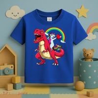 Dabbing Unicorn Riding Dinosaur Valentines Day Rainbow Space Gift Toddler T-Shirt thumb 3