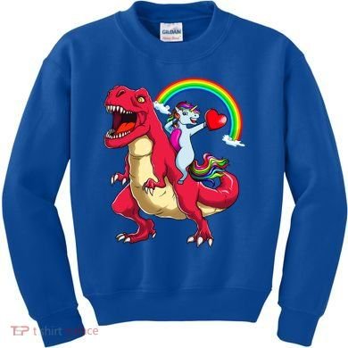 Dabbing Unicorn Riding Dinosaur Valentines Day Rainbow Space Gift Kids Sweatshirt