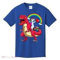 Dabbing Unicorn Riding Dinosaur Valentines Day Rainbow Space Gift Kids T-Shirt thumb 0