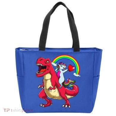 Dabbing Unicorn Riding Dinosaur Valentines Day Rainbow Space Gift Tote Bag