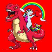Dabbing Unicorn Riding Dinosaur Valentines Day Rainbow Space Gift Santa Hat thumb 1