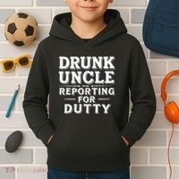 Drunk Uncle Reporting For Duty Kids Hoodie thumb 2