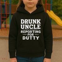 Drunk Uncle Reporting For Duty Kids Hoodie thumb 3