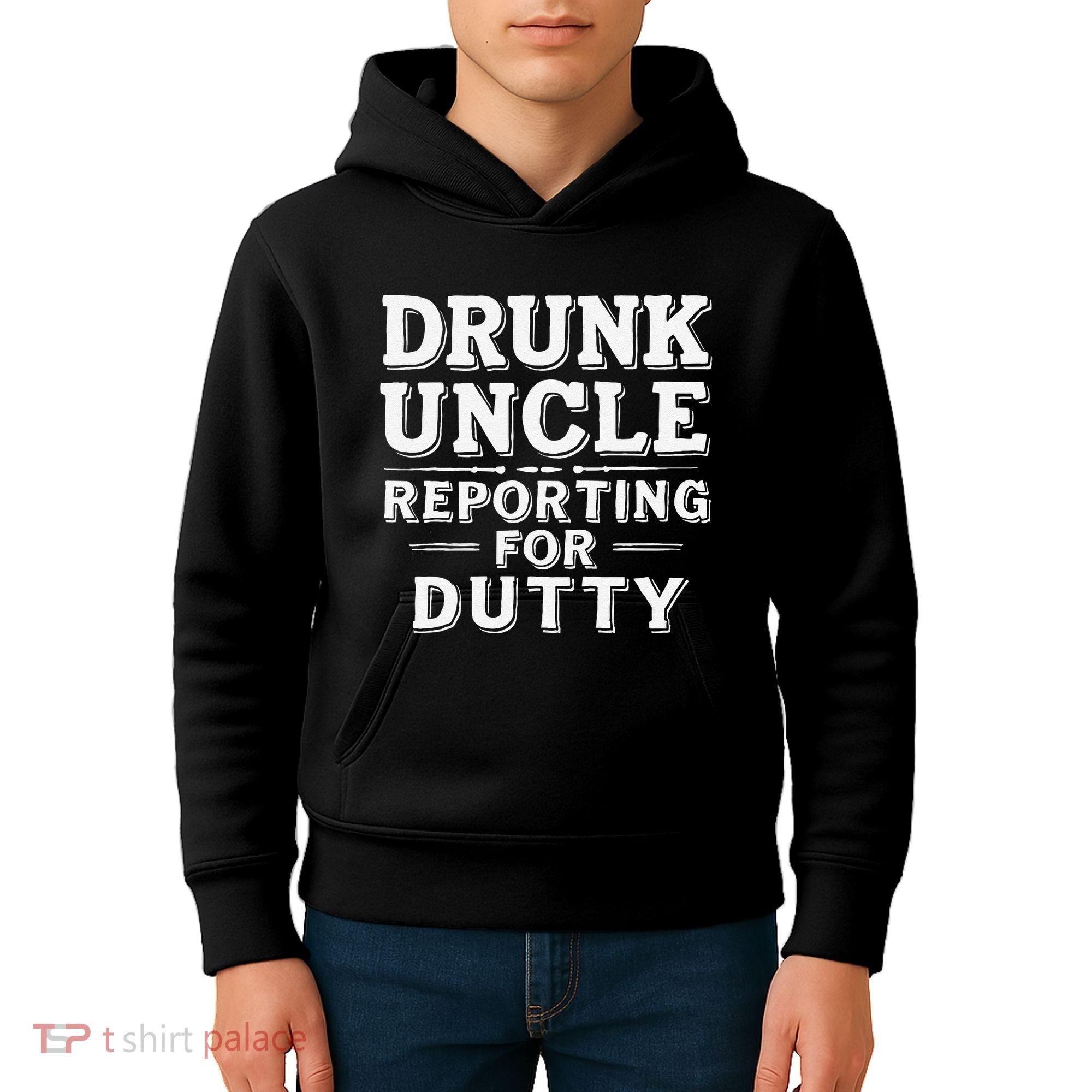 Drunk Uncle Reporting For Duty Kids Hoodie
