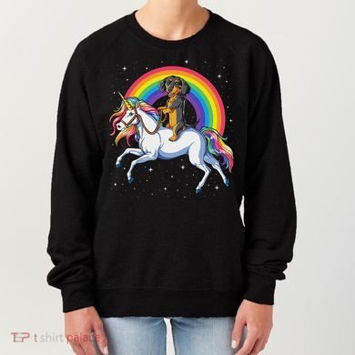 Dachshund Unicorn Space Galaxy Rainbow Dog Women's Sweatshirt