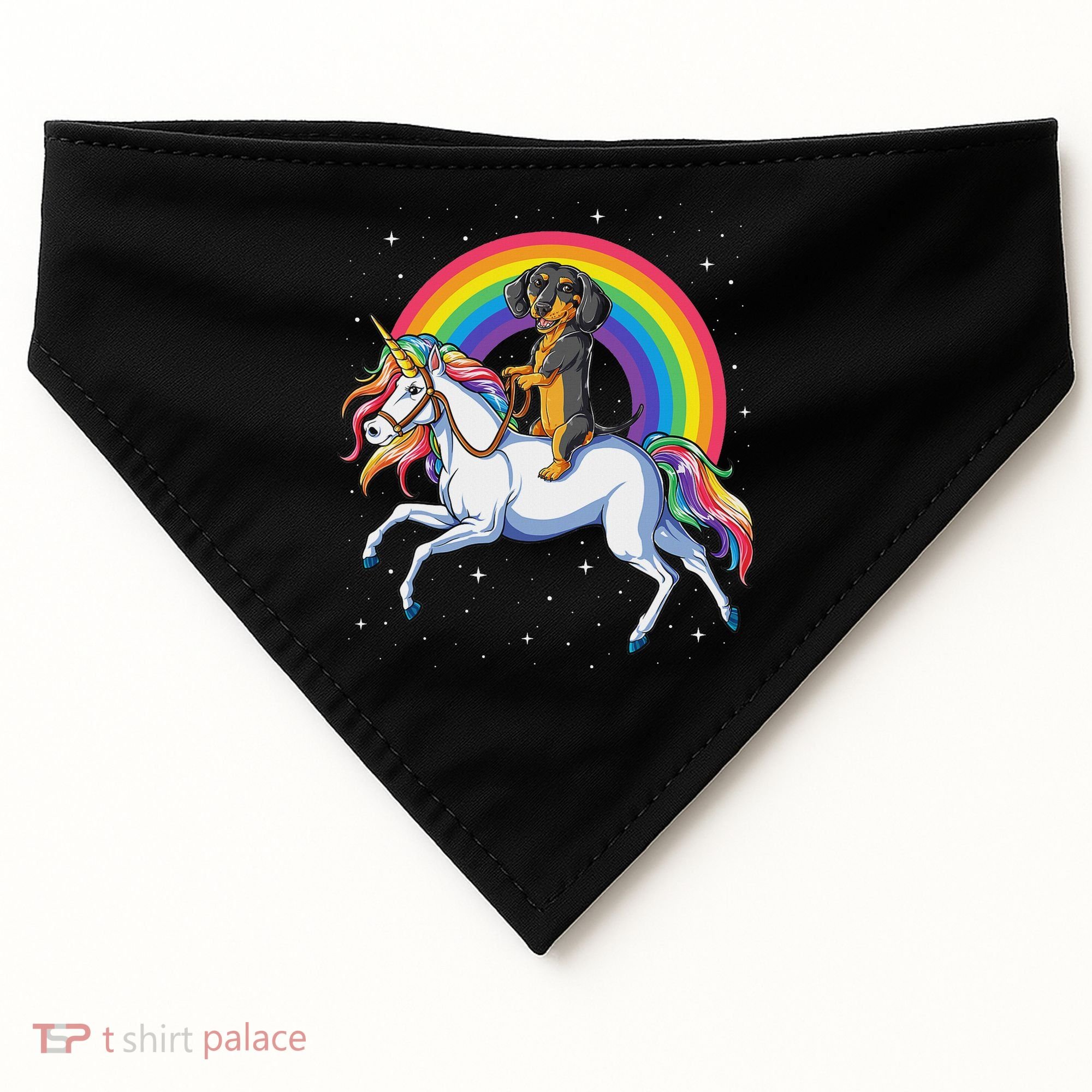 Dachshund Unicorn Space Galaxy Rainbow Dog USA-Made Doggie Bandana