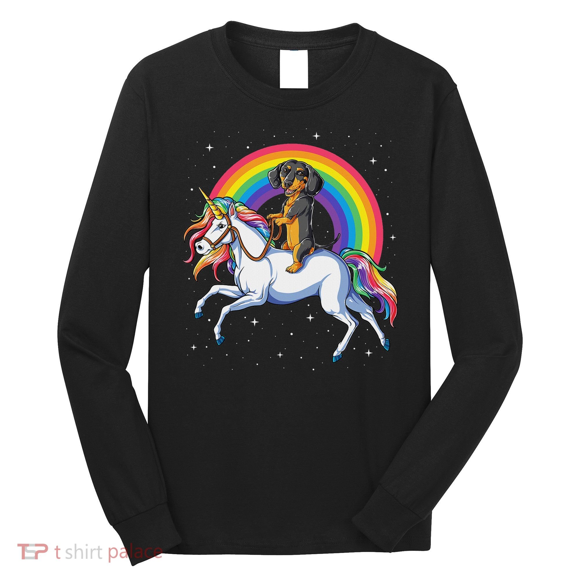 Dachshund Unicorn Space Galaxy Rainbow Dog Long Sleeve Shirt