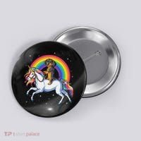 Dachshund Unicorn Space Galaxy Rainbow Dog Button thumb 0