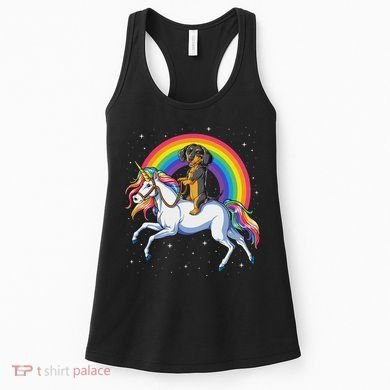 Dachshund Unicorn Space Galaxy Rainbow Dog Women's Tank Top
