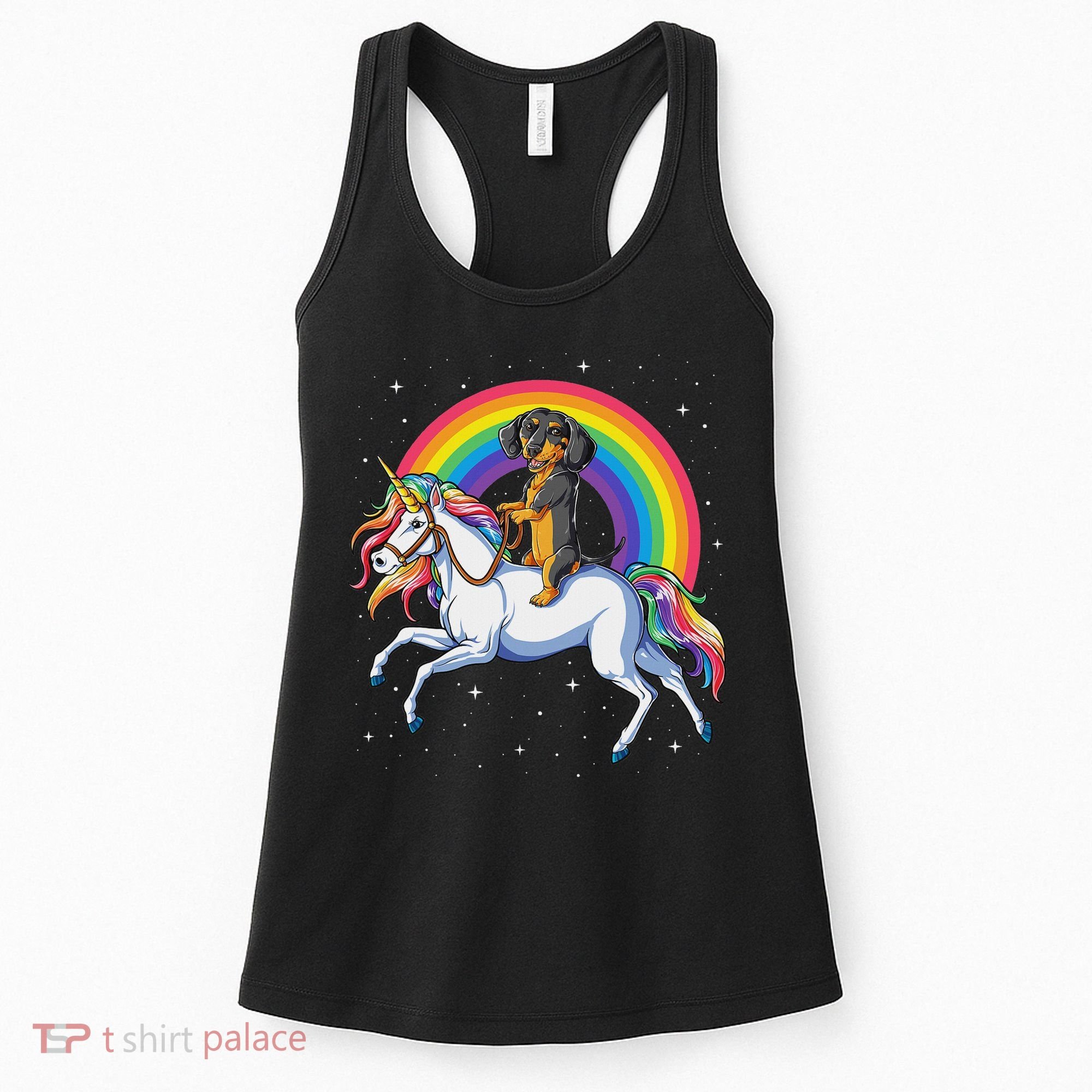 Dachshund Unicorn Space Galaxy Rainbow Dog Women's Tank Top