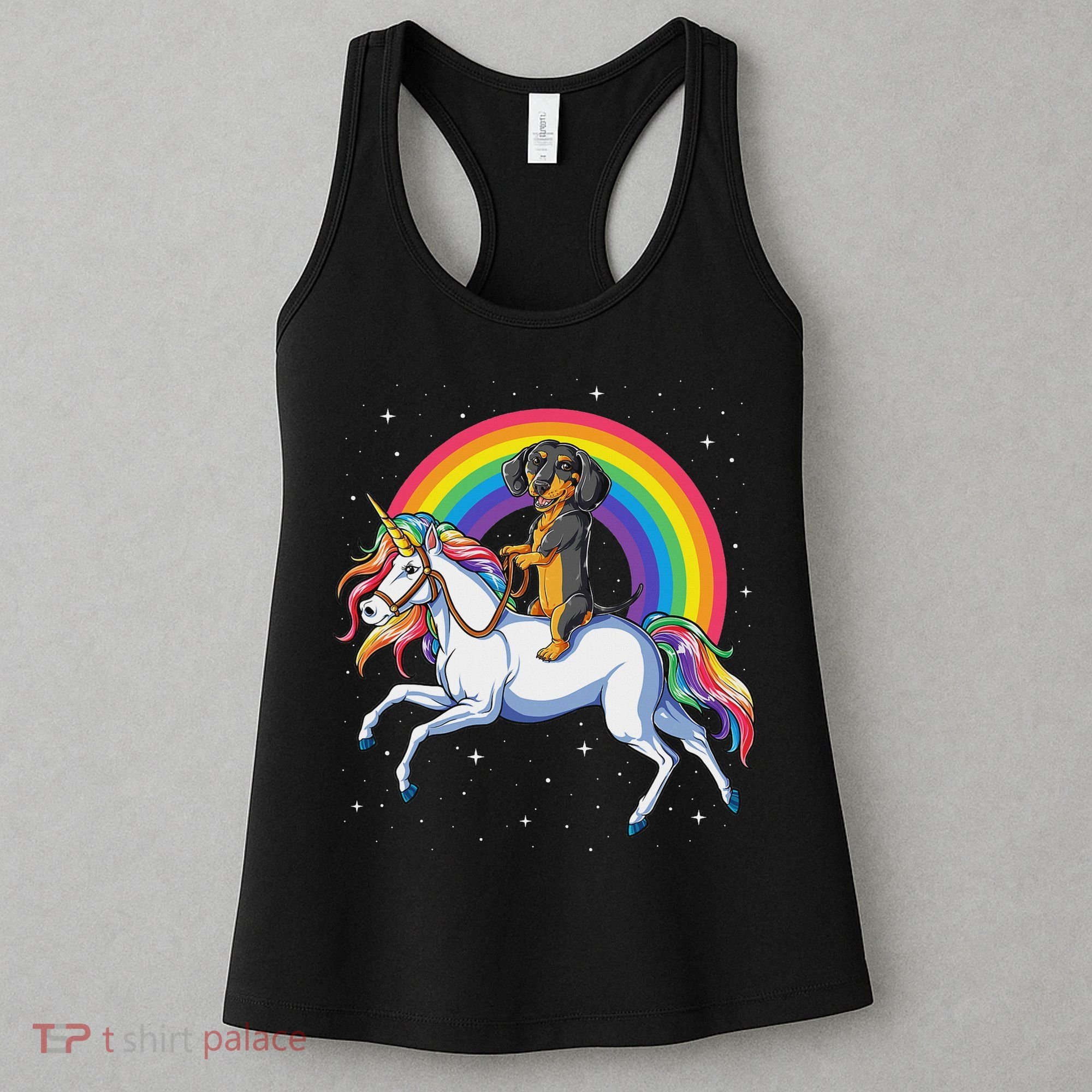 Dachshund Unicorn Space Galaxy Rainbow Dog Women's Tank Top