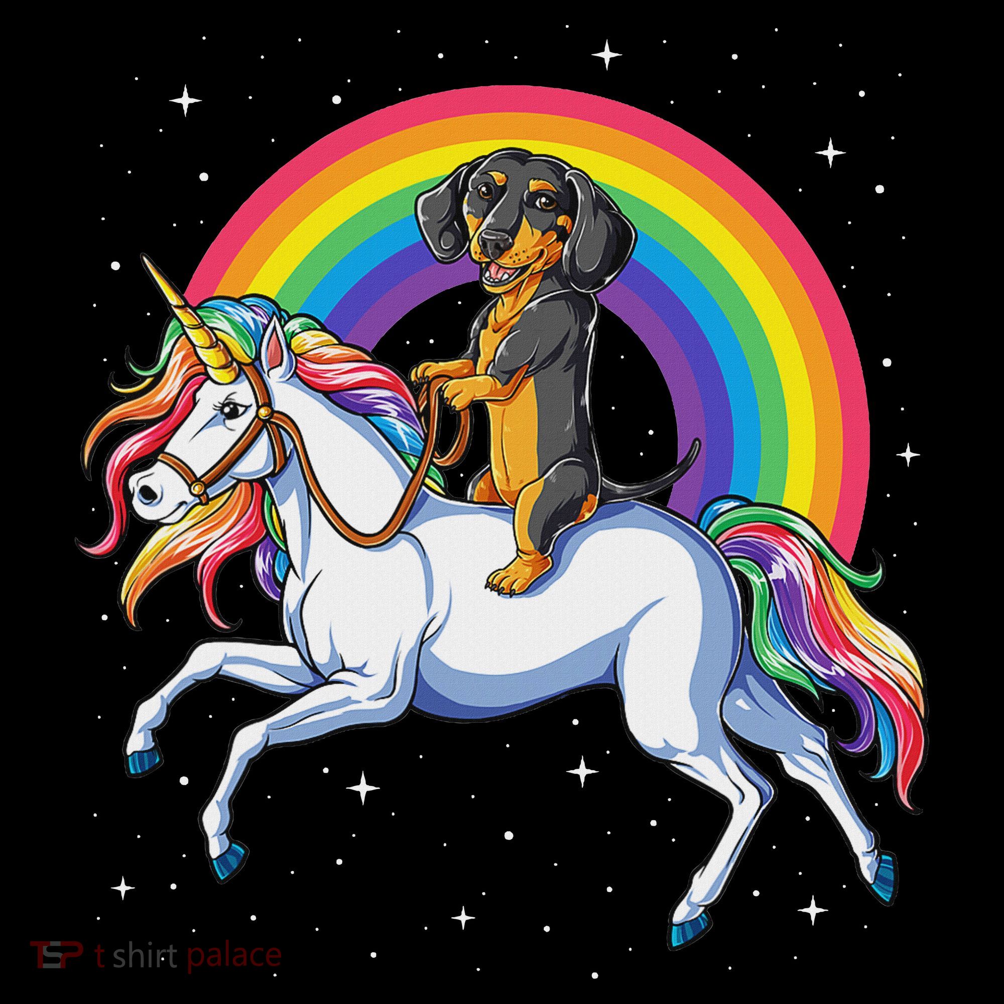 Dachshund Unicorn Space Galaxy Rainbow Dog Women's Tank Top