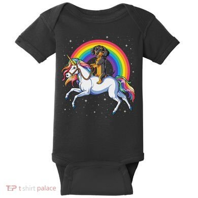 Dachshund Unicorn Space Galaxy Rainbow Dog Baby Bodysuit