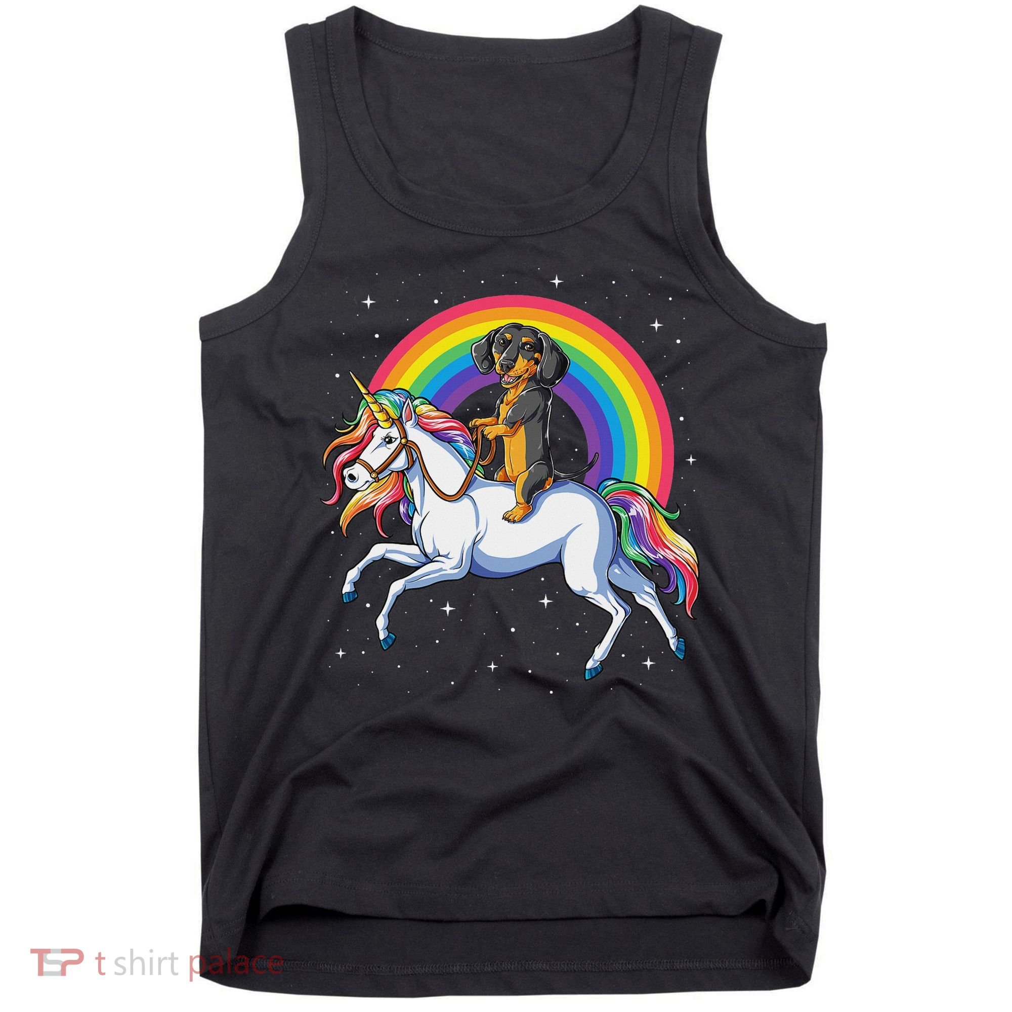 Dachshund Unicorn Space Galaxy Rainbow Dog Tank Top