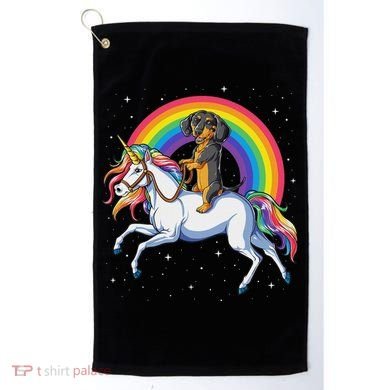 Dachshund Unicorn Space Galaxy Rainbow Dog Golf Towel