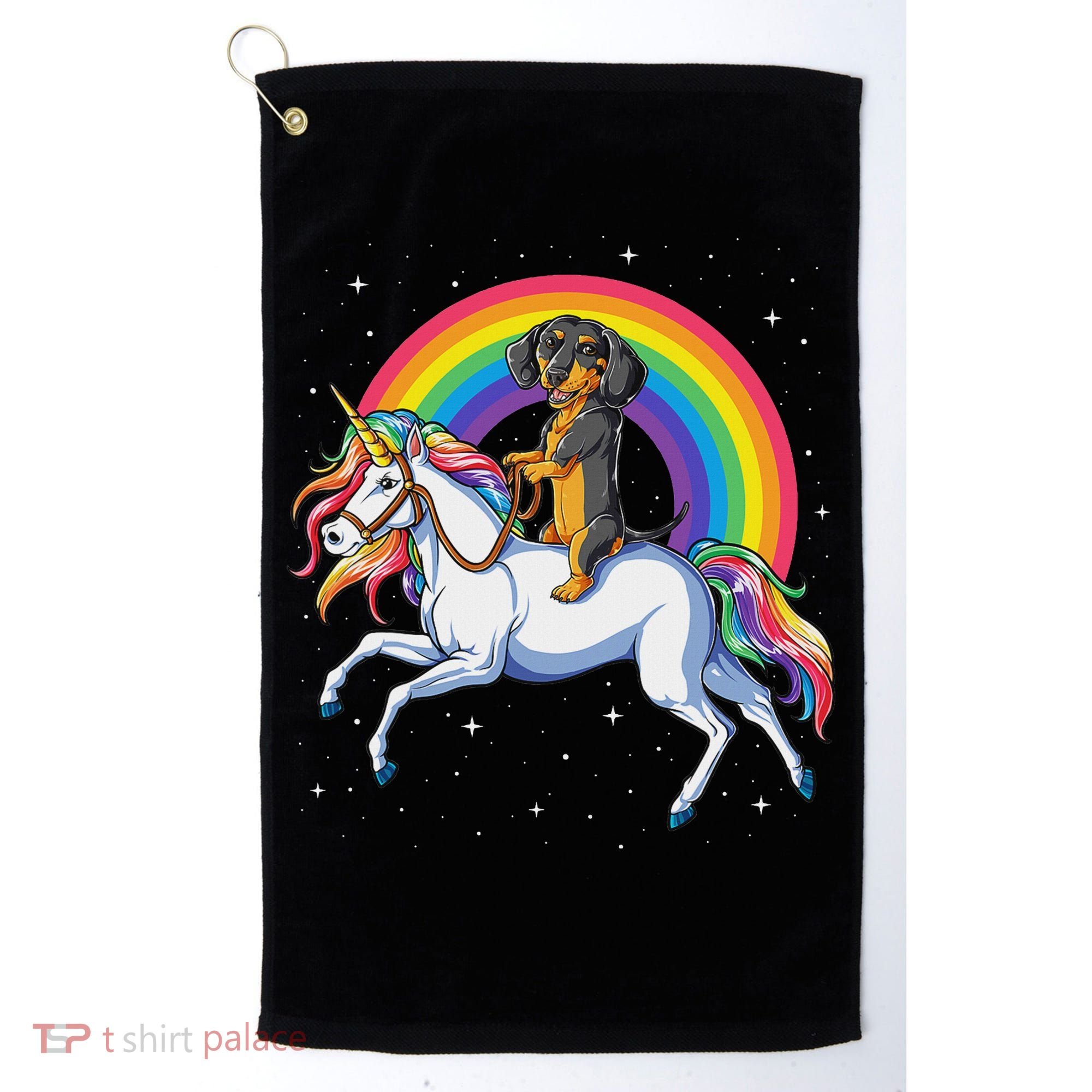 Dachshund Unicorn Space Galaxy Rainbow Dog Golf Towel
