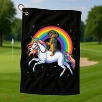 Dachshund Unicorn Space Galaxy Rainbow Dog Golf Towel thumb 1