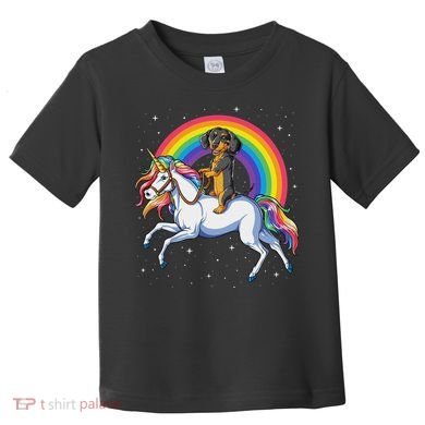 Dachshund Unicorn Space Galaxy Rainbow Dog Toddler T-Shirt