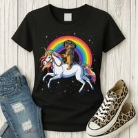 Dachshund Unicorn Space Galaxy Rainbow Dog Women's T-Shirt thumb 3
