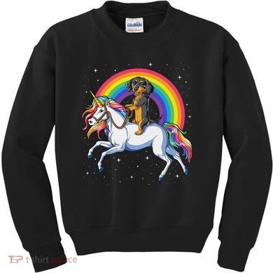Dachshund Unicorn Space Galaxy Rainbow Dog Kids Sweatshirt