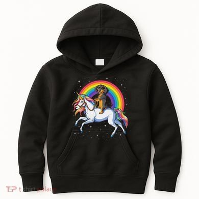 Dachshund Unicorn Space Galaxy Rainbow Dog Kids Hoodie
