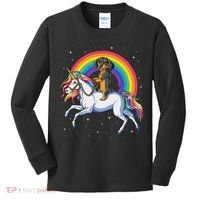 Dachshund Unicorn Space Galaxy Rainbow Dog Kids Long Sleeve Shirt thumb 0
