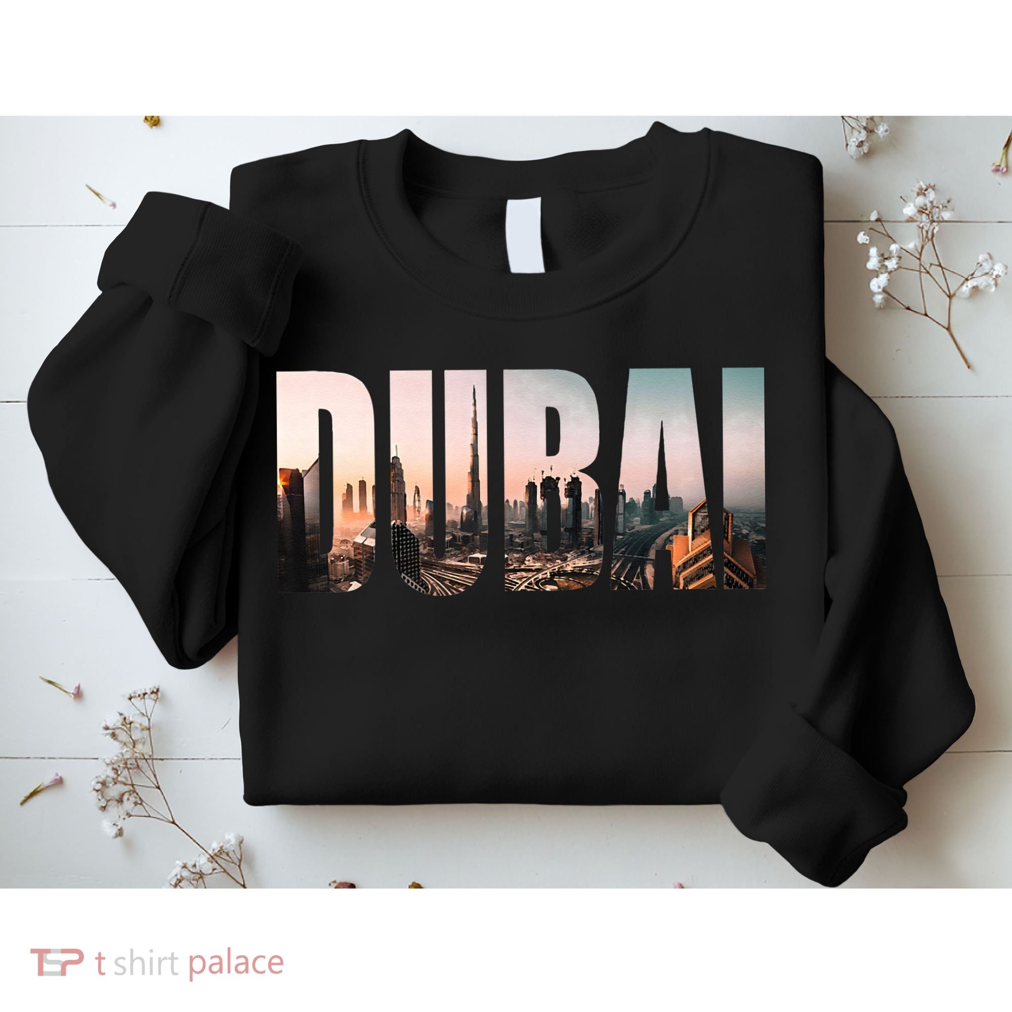 Dubai UAE Skyline Urban Photography Font Sweatshirt