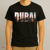 Dubai UAE Skyline Urban Photography Font T-Shirt thumb 3
