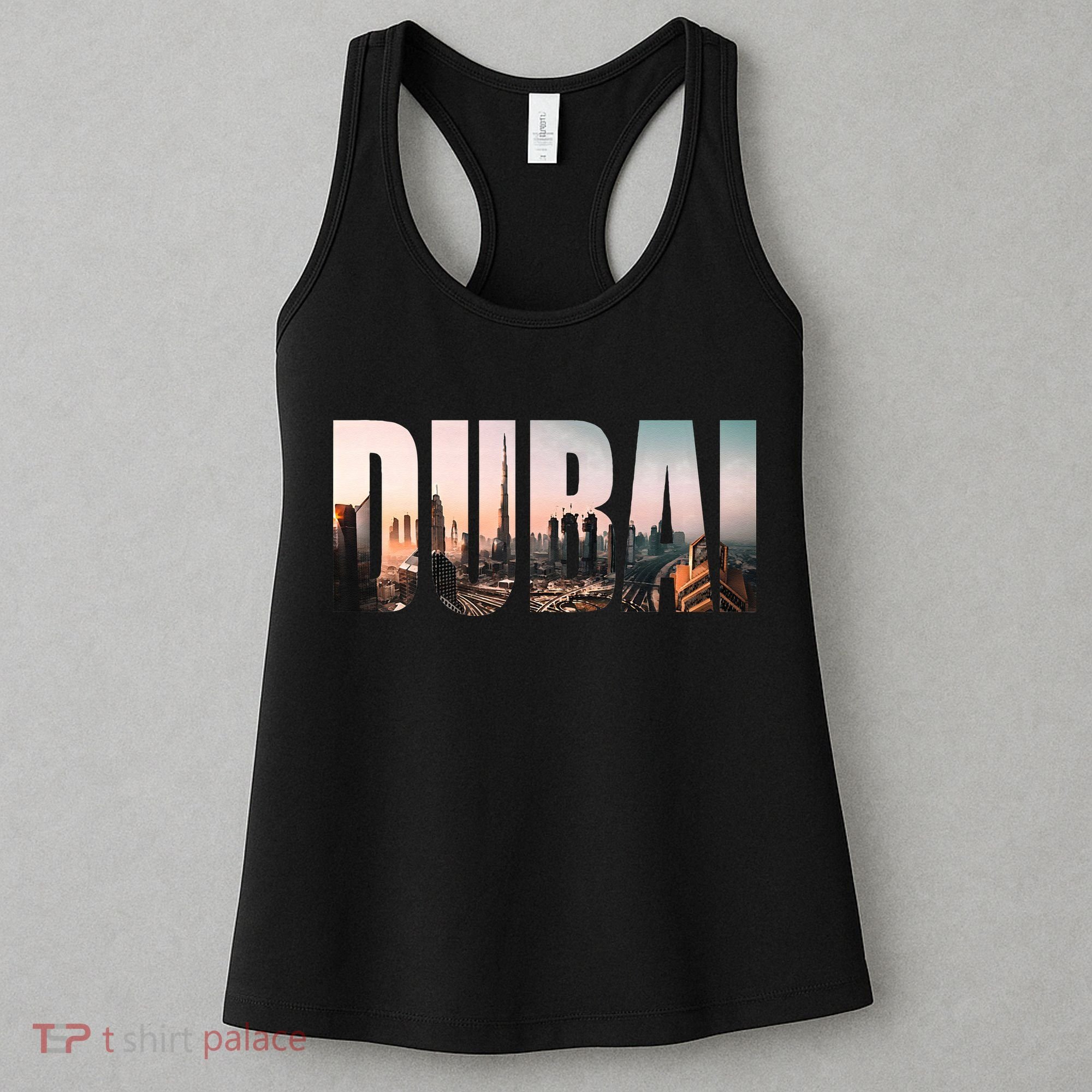 Dubai UAE Skyline Urban Photography Font Women's Tank Top