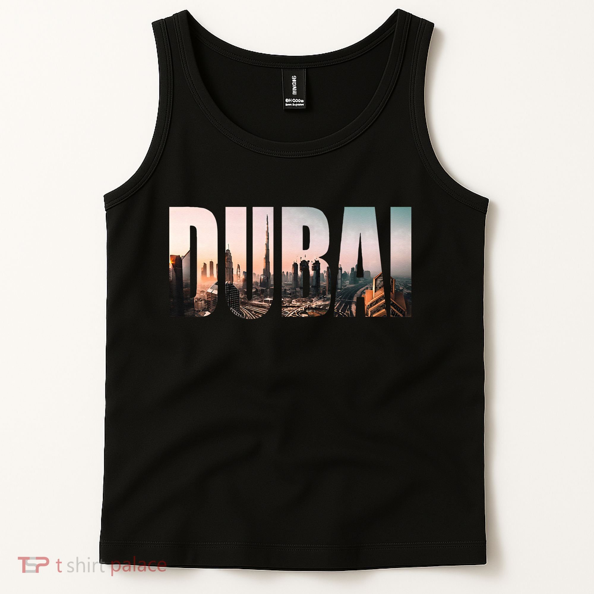 Dubai UAE Skyline Urban Photography Font Tank Top