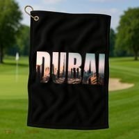 Dubai UAE Skyline Urban Photography Font Golf Towel thumb 1
