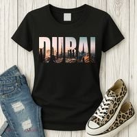 Dubai UAE Skyline Urban Photography Font Women's T-Shirt thumb 3