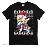 Dabbing Unicorn Santa Sweater Christmas Ugly Kids Girls Womens T-Shirt thumb 0