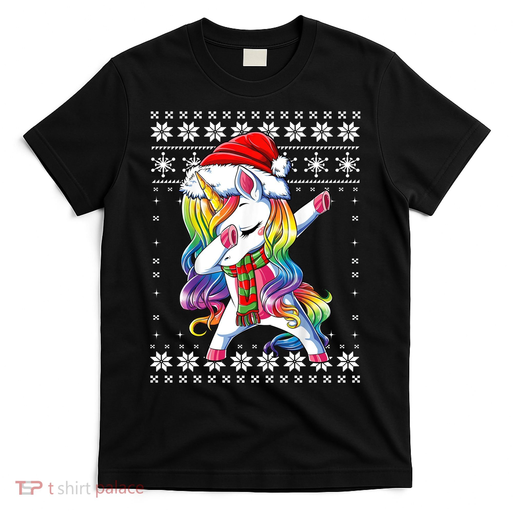 Dabbing Unicorn Santa Sweater Christmas Ugly Kids Girls Womens T-Shirt