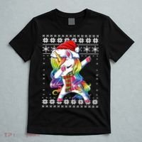 Dabbing Unicorn Santa Sweater Christmas Ugly Kids Girls Womens T-Shirt thumb 5