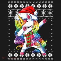 Dabbing Unicorn Santa Sweater Christmas Ugly Kids Girls Womens T-Shirt thumb 7