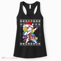 Dabbing Unicorn Santa Sweater Christmas Ugly Kids Girls Womens Women's Tank Top thumb 0