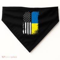 Distressed USA Ukraine Flag Stand With Ukraine USA-Made Doggie Bandana thumb 0
